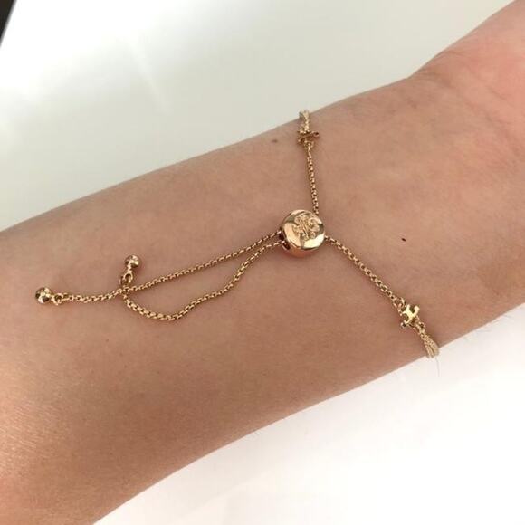 NWT Tory Burch Gold Logo & Pearl Adjustable Bracelet - Picture 4 of 6